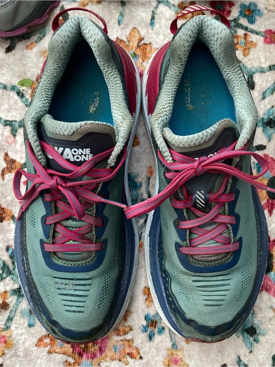 Hoka One One Shoes - Hoka One One Bondi 5 Womens 9.5 Running Shoes Green Blue Pink Athletic Sneakers